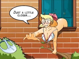노출 된 엉덩이,만화 스타일 및 노골적인 누드에 중점을 둔 비 메오의 성적 비행(2 부) (만화, 아줌마)